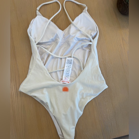 sundeck Other - Cream Strappy One-Piece Swimsuit with Low Back
